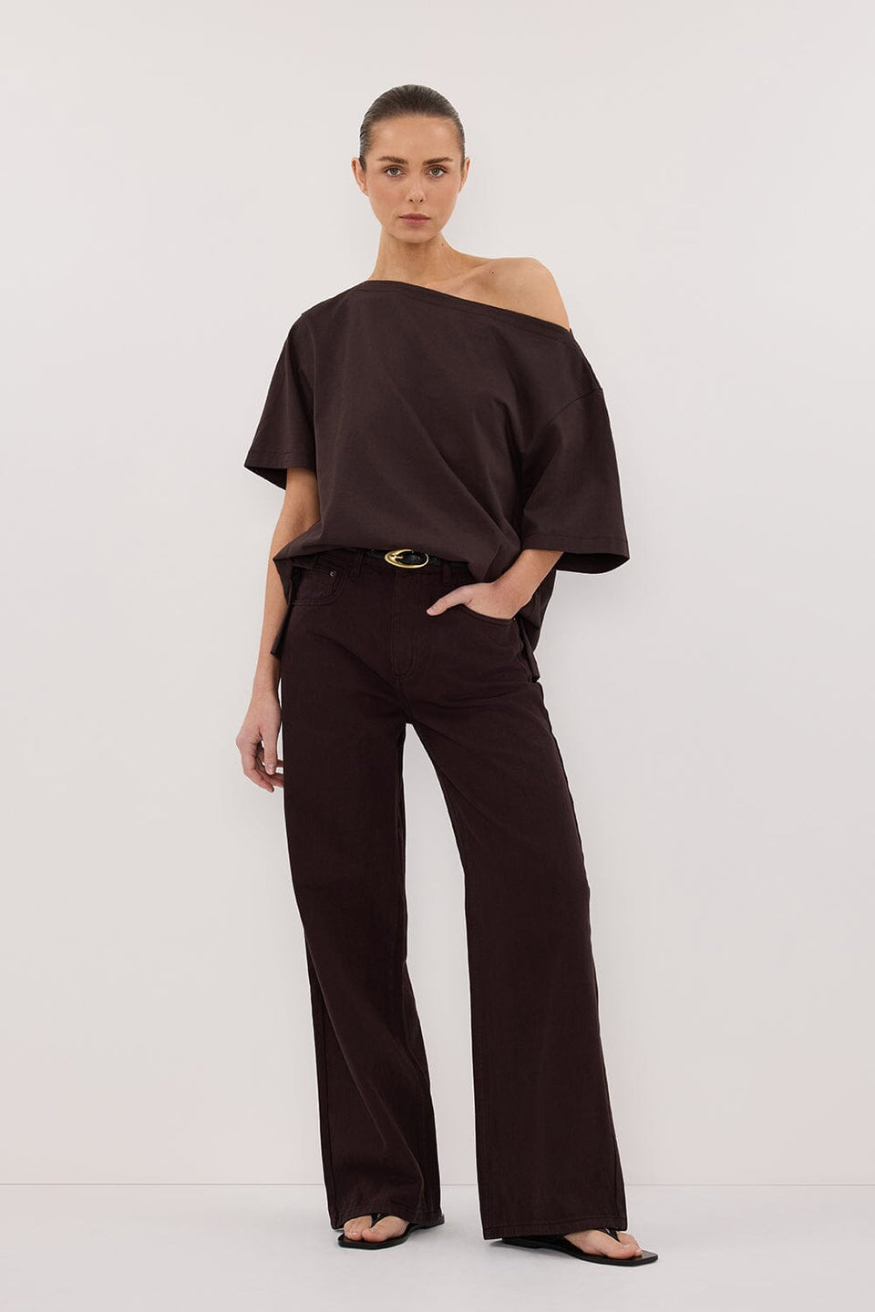 REAGAN 2.0 BURNT CHOC SLOUCHY JEAN Clothing DISSH Boutiques