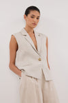SELAH NATURAL LINEN SLEEVELESS VEST