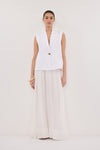 SELAH WHITE LINEN SLEEVELESS VEST