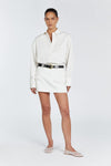 SHAE WHITE COTTON SLEEVED SHIRT