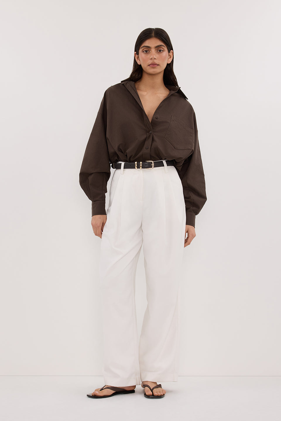 RHEA BITTER CHOC COTTON SHIRT Clothing DISSH Boutiques 4 BITTER CHOCOLATE