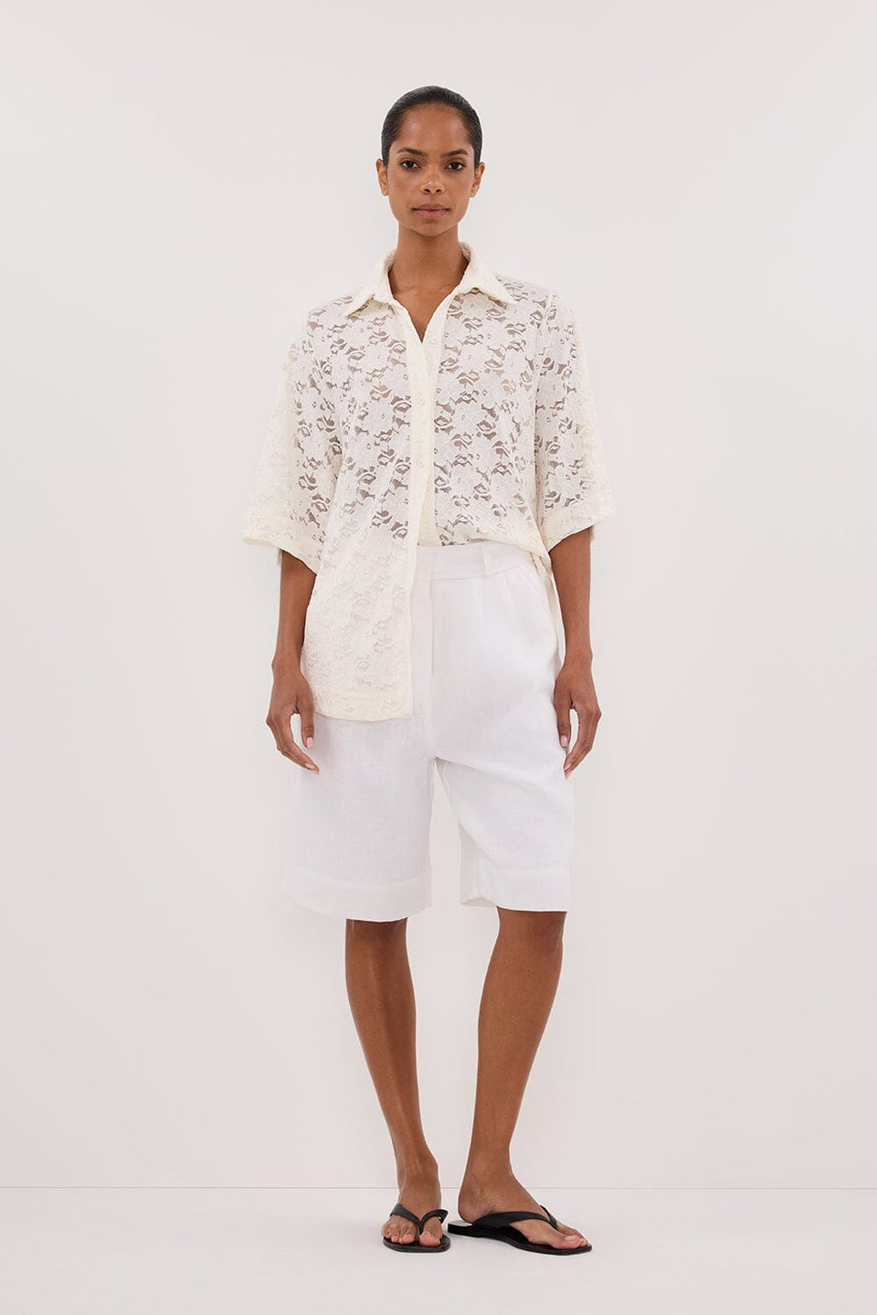 LOULA WHITE LACE SHIRT Clothing DISSH Boutiques