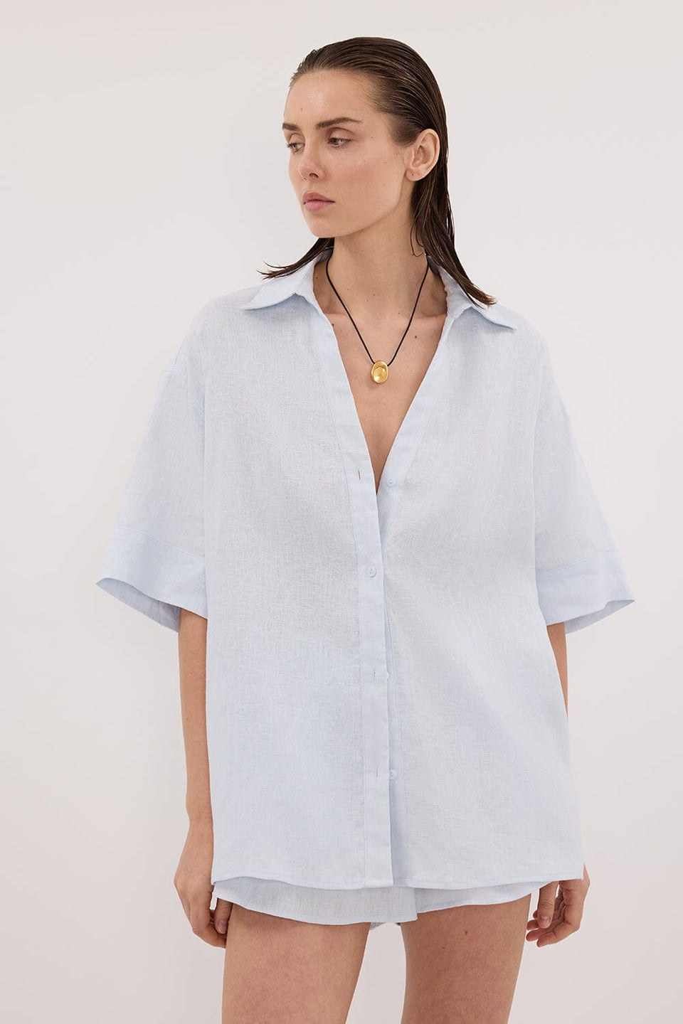 HELENA CORNFLOWER OVERSIZED LINEN SHIRT