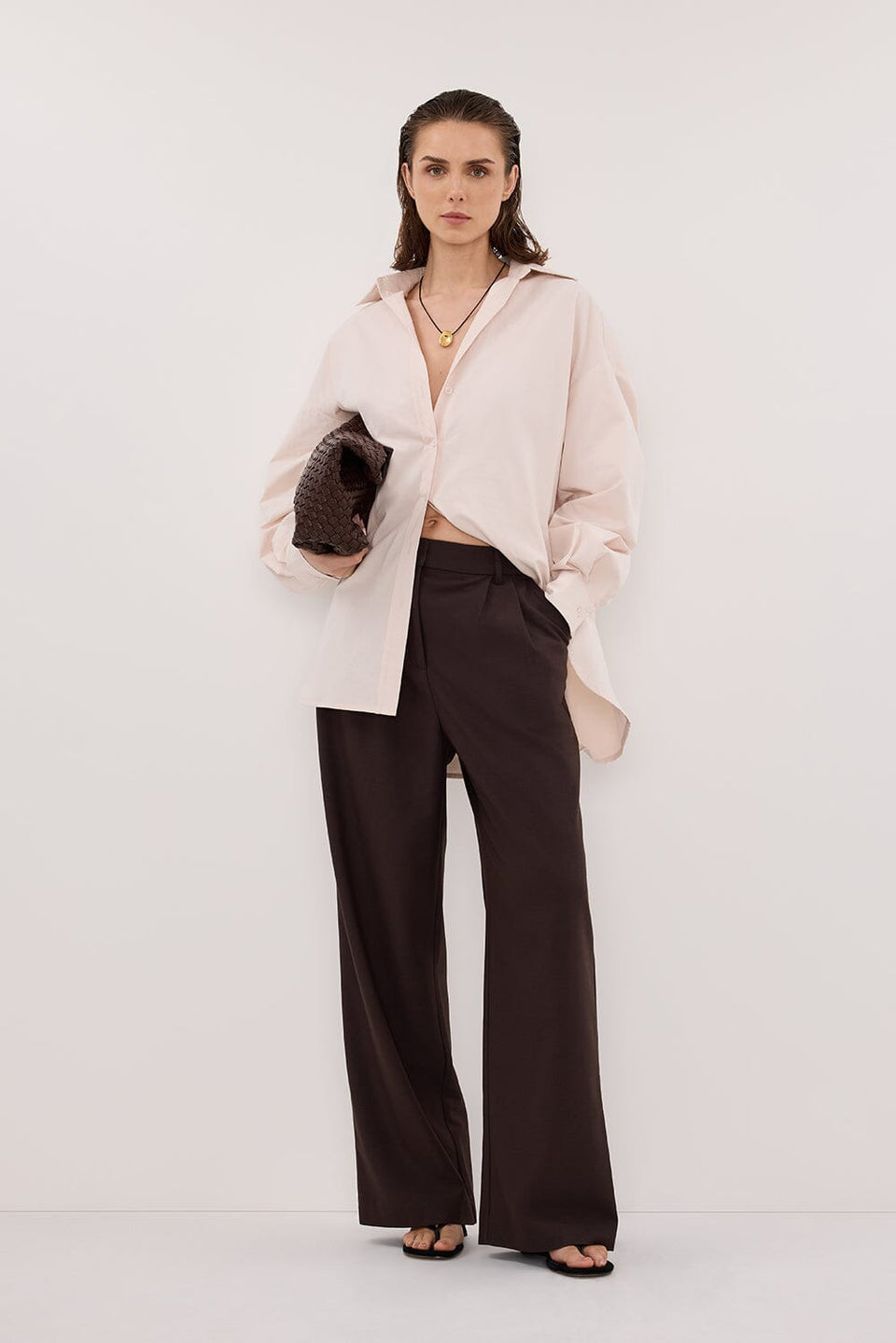 RAQUEL POWDER LONG SLEEVE COTTON POPLIN SHIRT Clothing DISSH Boutiques