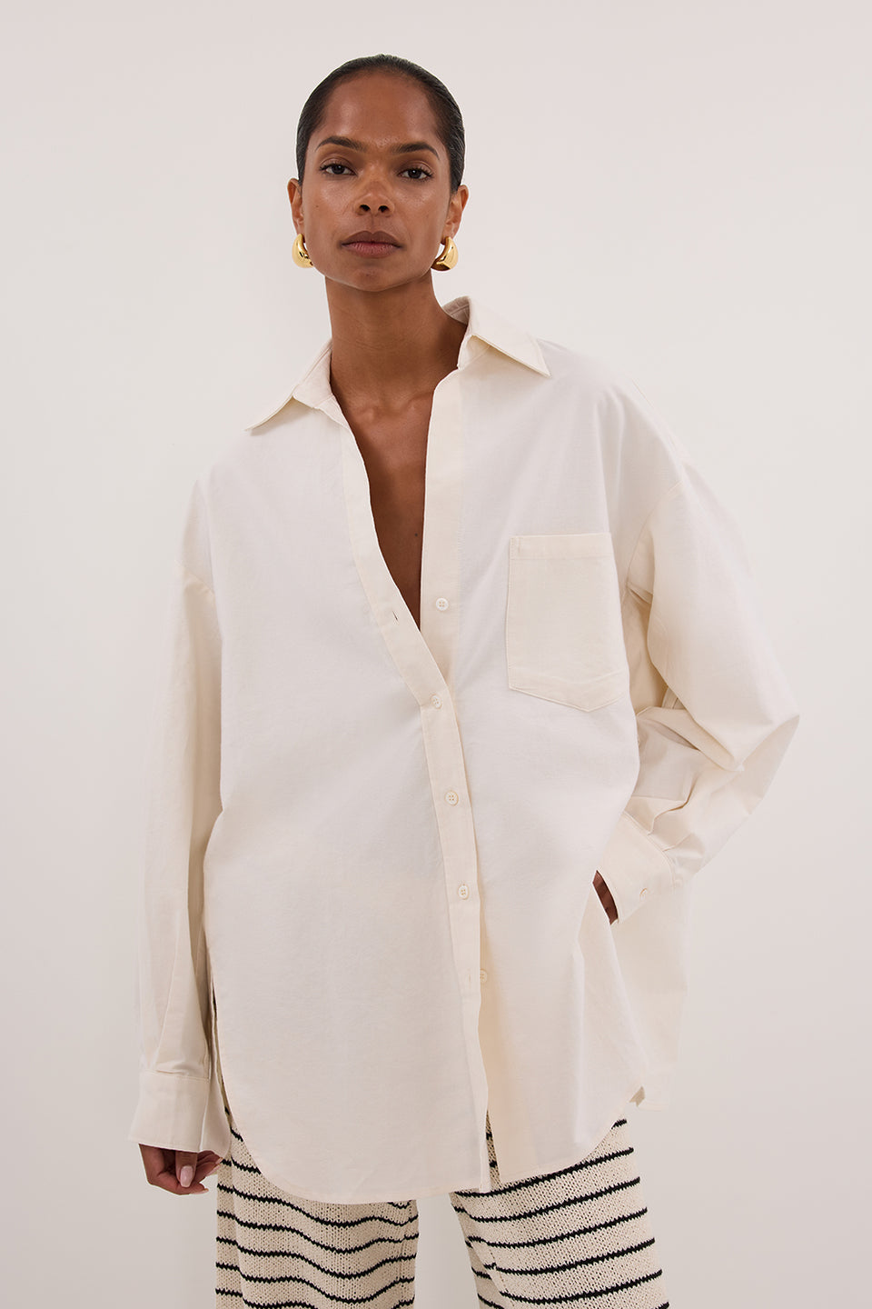 RHEA 2.0 CREAM OVERSIZED COTTON SHIRT