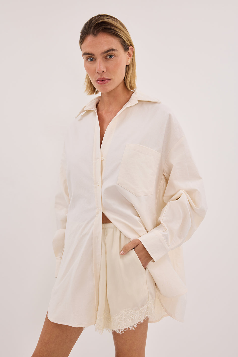 RHEA 2.0 CREAM OVERSIZED COTTON SHIRT