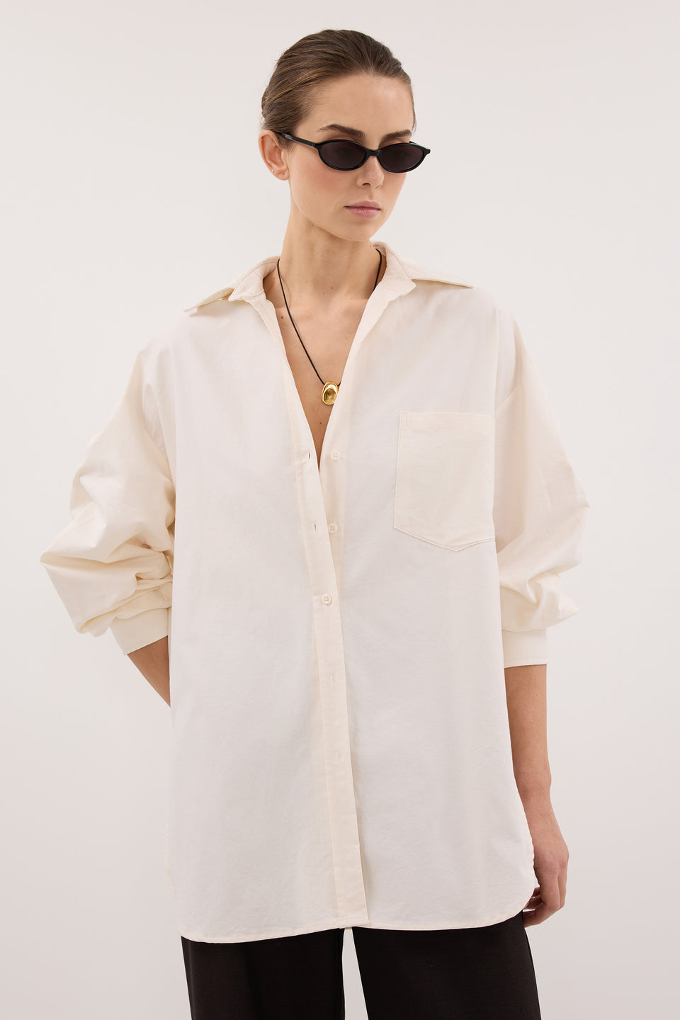 RHEA 2.0 CREAM OVERSIZED COTTON SHIRT