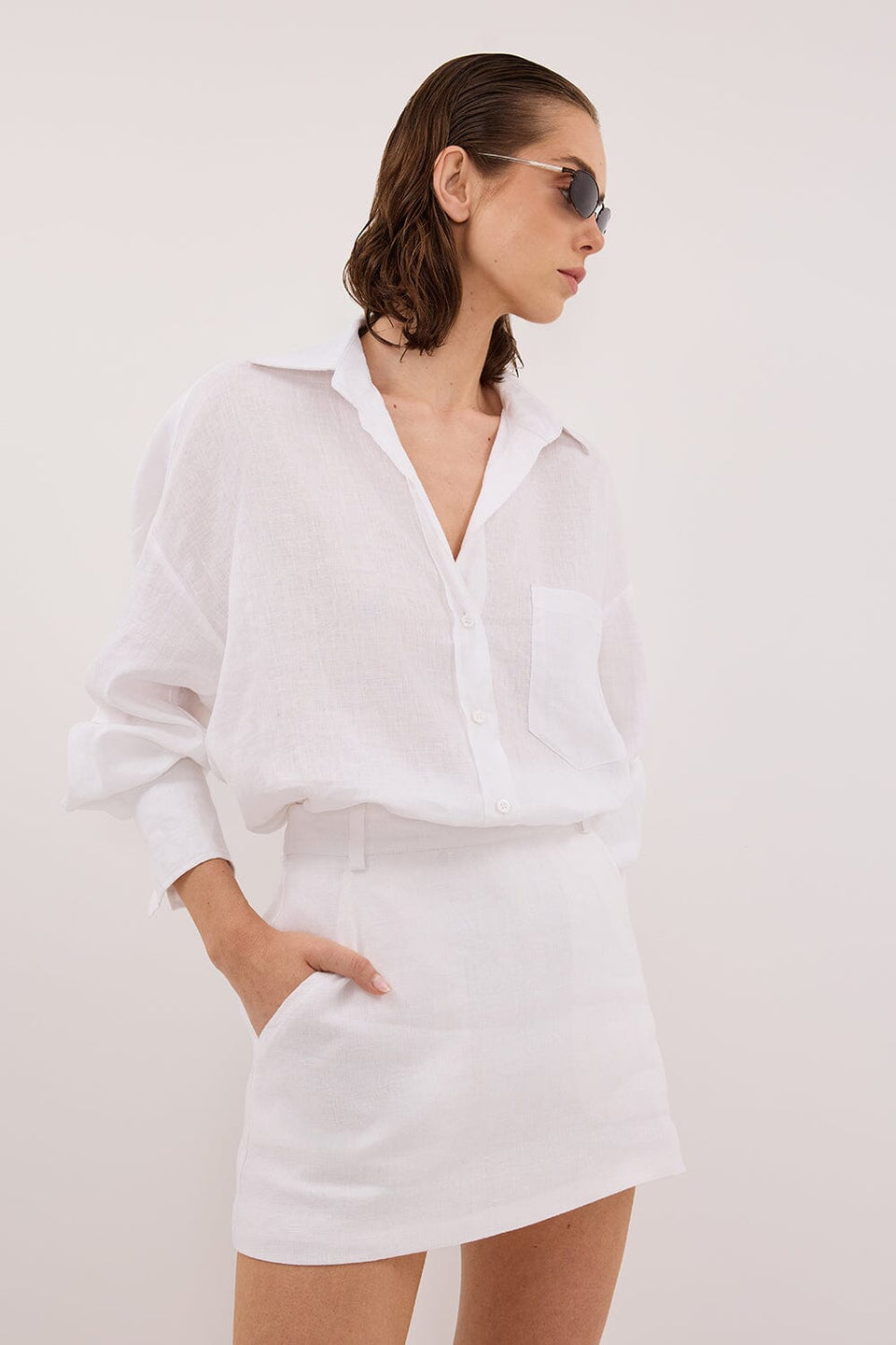 ELLIS WHITE LINEN SHIRT Clothing DISSH Boutiques