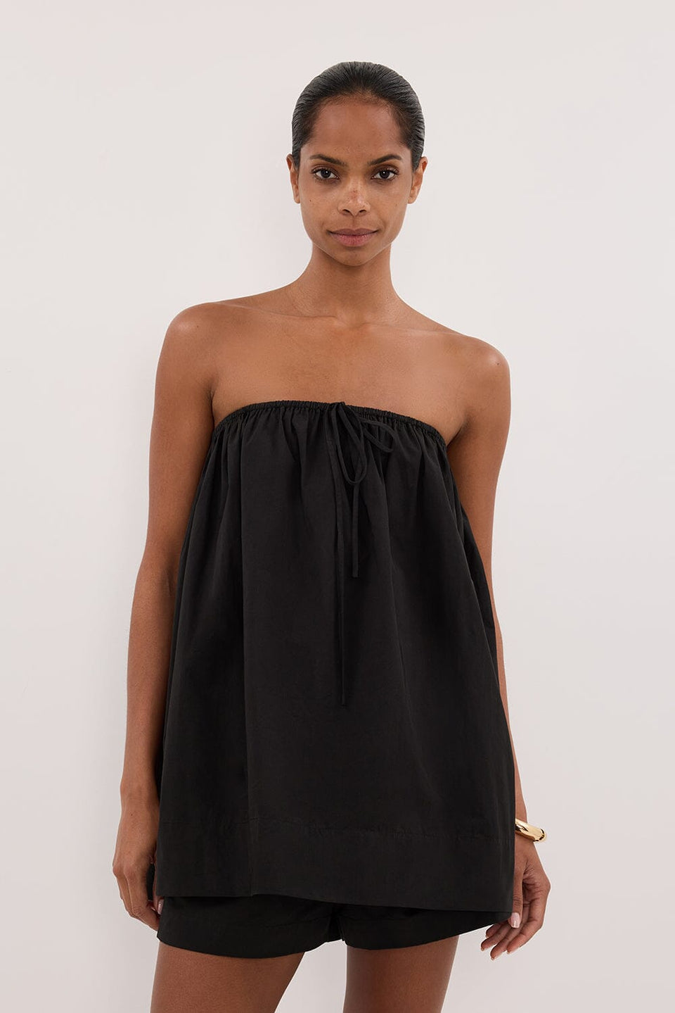 SOMMER BLACK STRAPLESS POPLIN TOP Clothing DISSH Boutiques