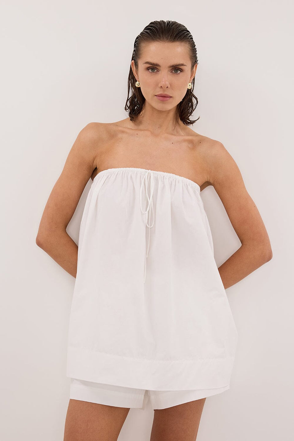 SOMMER WHITE STRAPLESS POPLIN TOP Clothing DISSH Boutiques