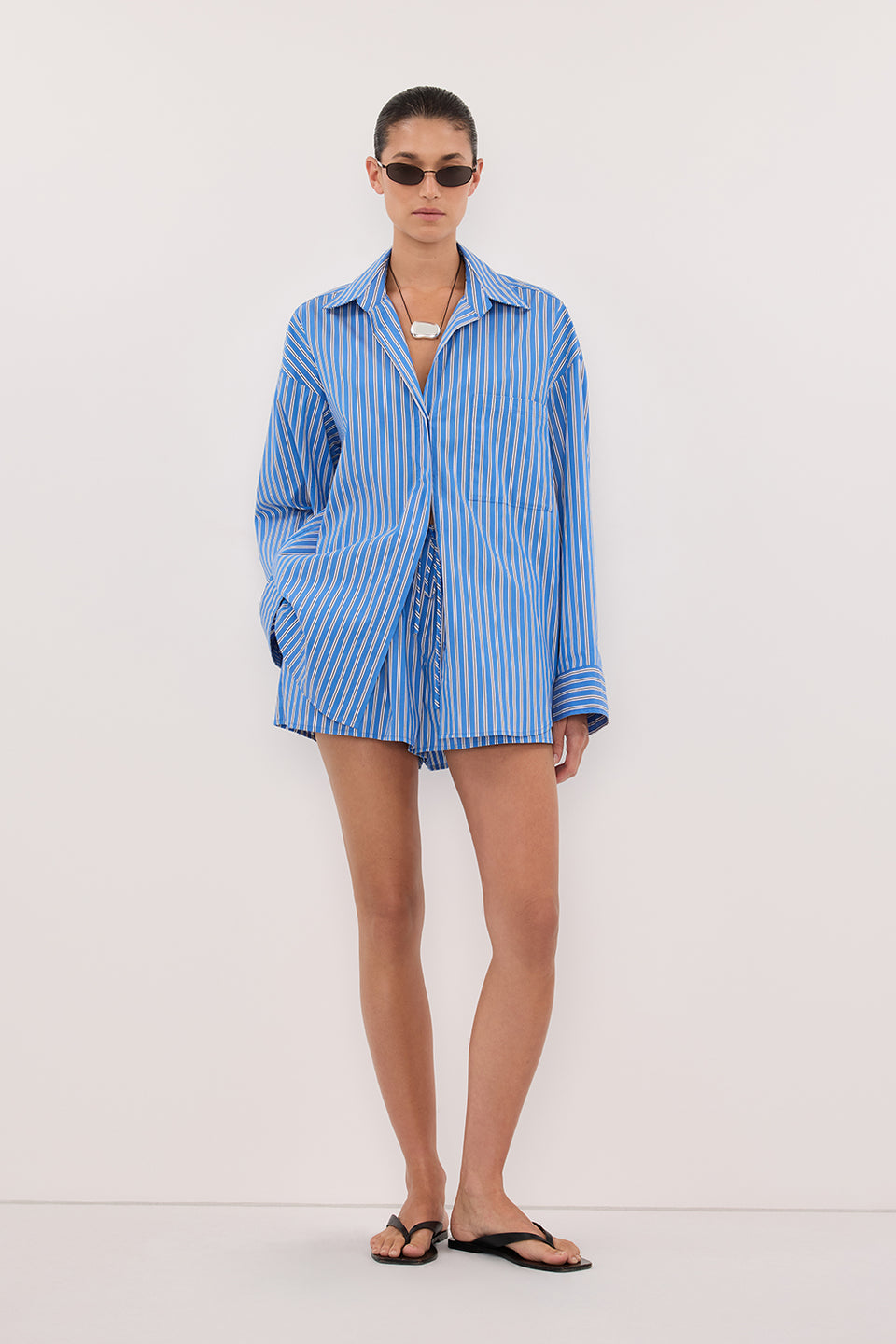 MISHA AZURE BLUE STRIPE SHIRT - PRE ORDER Clothing DISSH Boutiques 4 AZURE BLUE