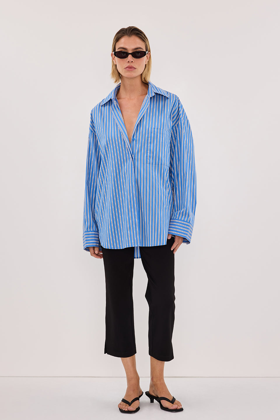 MISHA AZURE BLUE STRIPE SHIRT - PRE ORDER Clothing DISSH Boutiques 4 AZURE BLUE