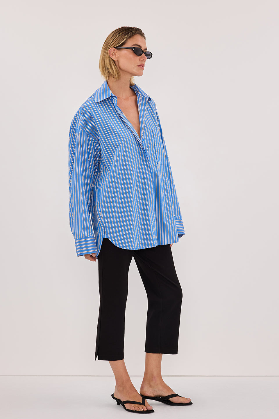 MISHA AZURE BLUE STRIPE SHIRT - PRE ORDER Clothing DISSH Boutiques