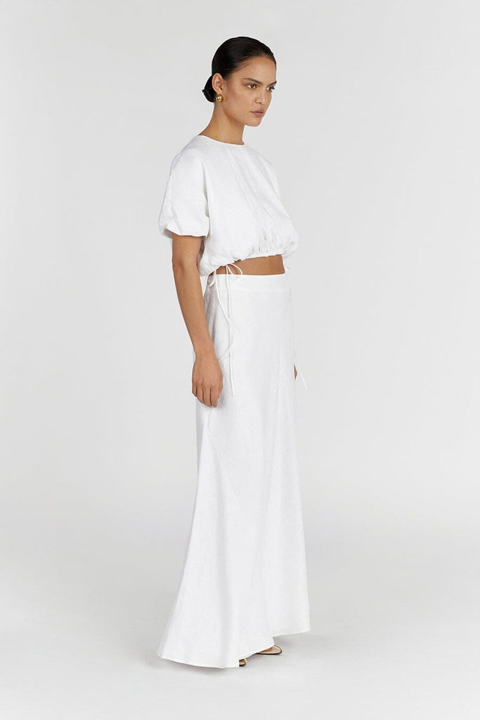 Georgia White Linen Crop Top Dissh