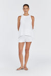 MEG WHITE LINEN SMOCK TOP