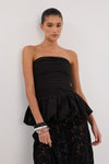 PEGGY BLACK COTTON STRAPLESS TOP