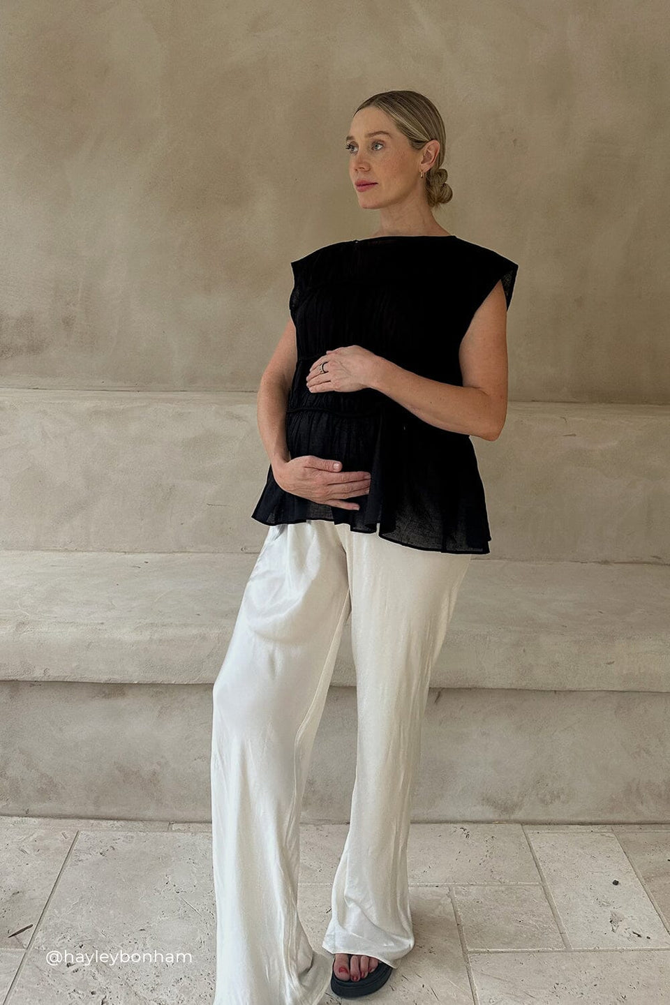 FLYNN BLACK LINEN TIERED TOP Clothing DISSH Boutiques