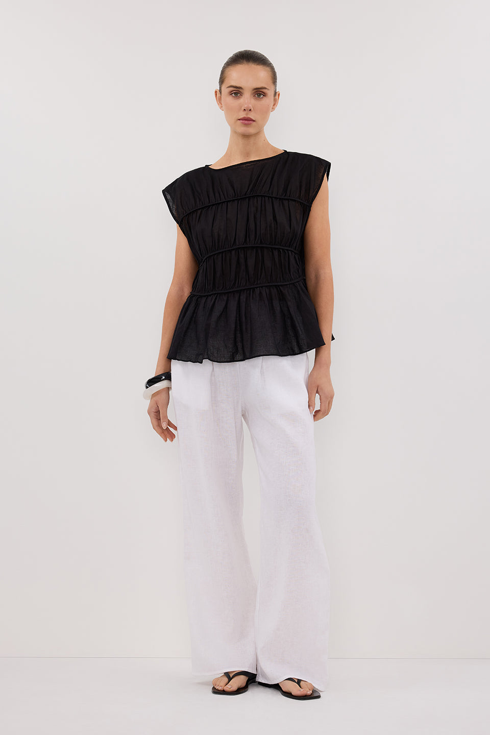 FLYNN BLACK TIERED TOP Clothing DISSH Boutiques 6 BLACK