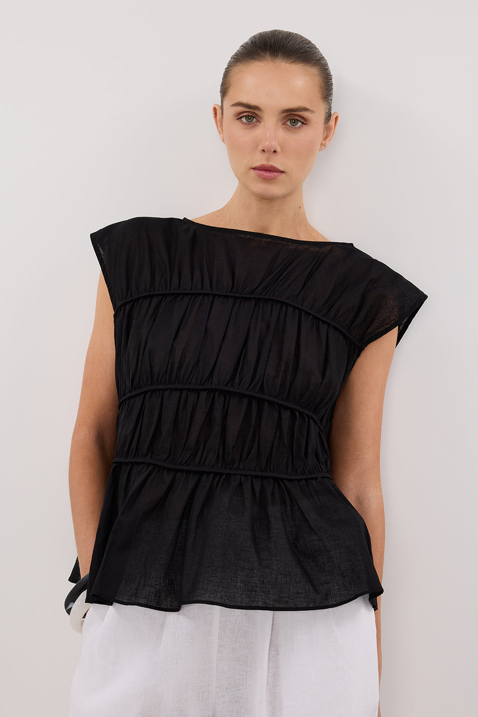 FLYNN BLACK TIERED TOP Clothing DISSH Boutiques