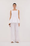 DAISY WHITE LINEN PEPLUM TOP