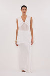 CARMEL WHITE RAMIE V NECK TOP