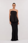 LILLY BLACK PLEATED STRAPLESS TOP