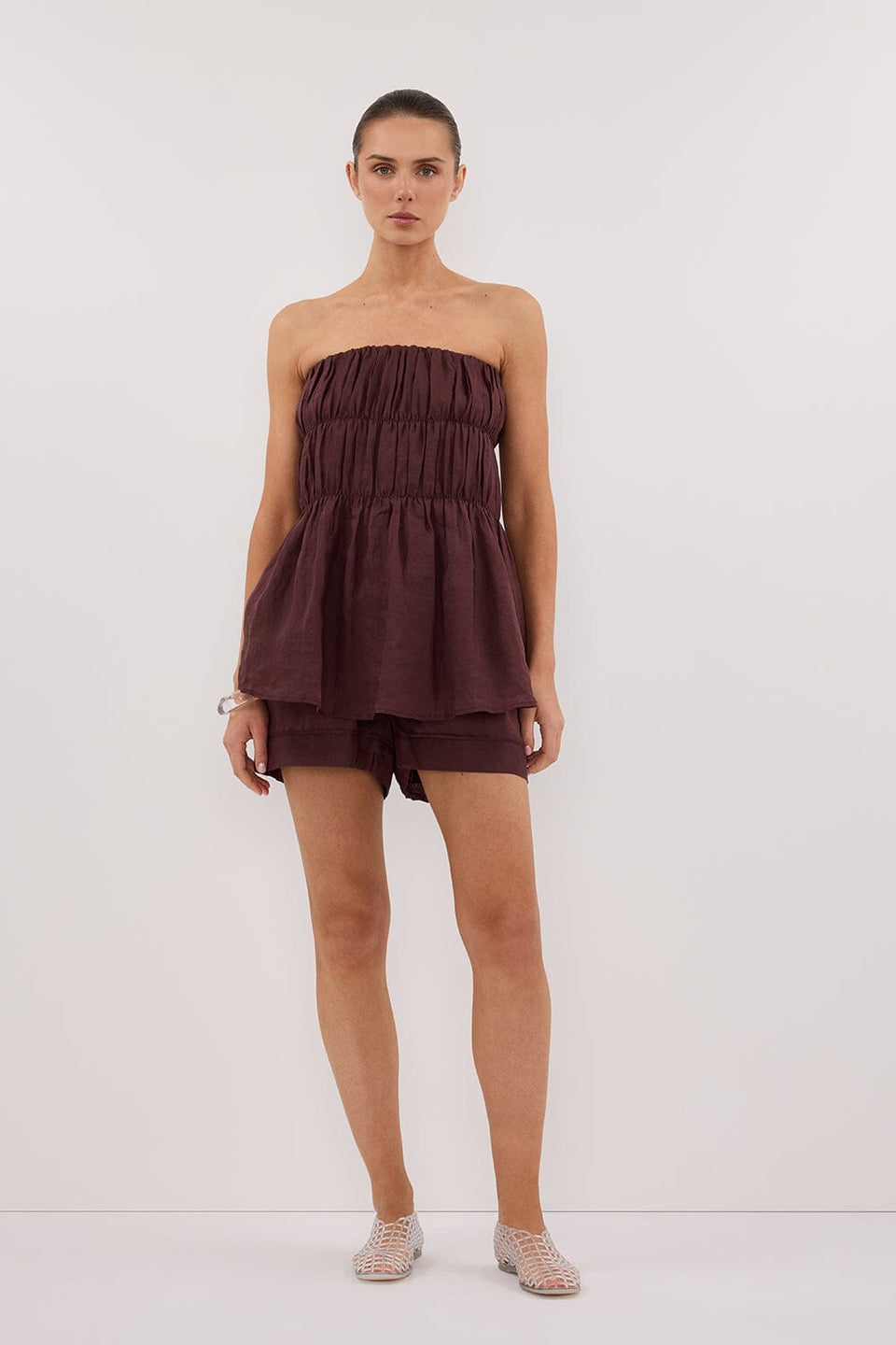 ARTIE WALNUT RAMIE STRAPLESS TOP Clothing DISSH Boutiques