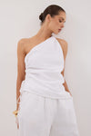 FINNY WHITE SLEEVELESS LINEN TOP