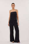 PIPER BLACK SLEEVELESS SILK STITCH DETAIL CAMI