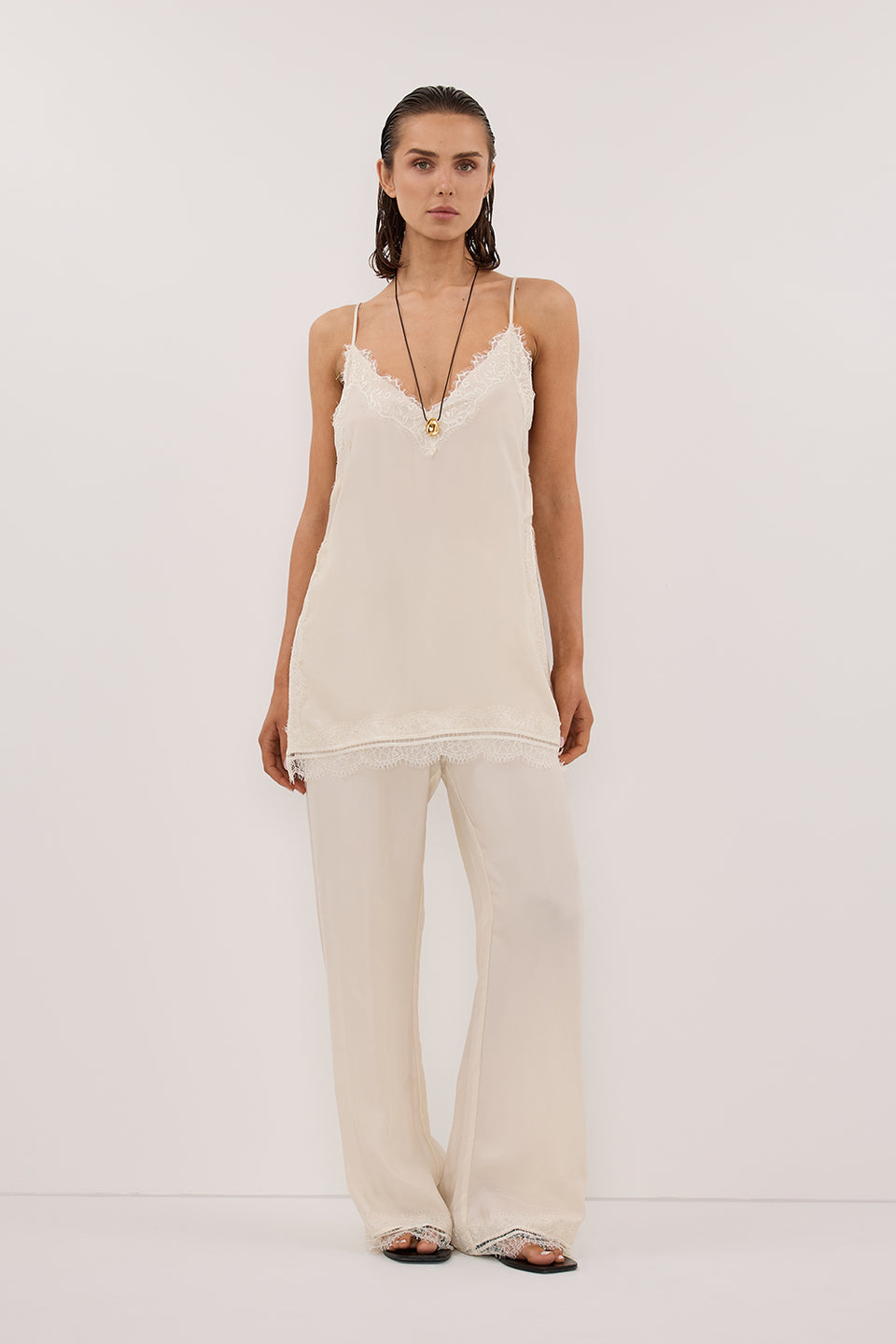 ANDREA SANDSTONE SLEEVELESS CUPRO LACE TOP - PRE ORDER Clothing DISSH Boutiques 4 SANDSTONE