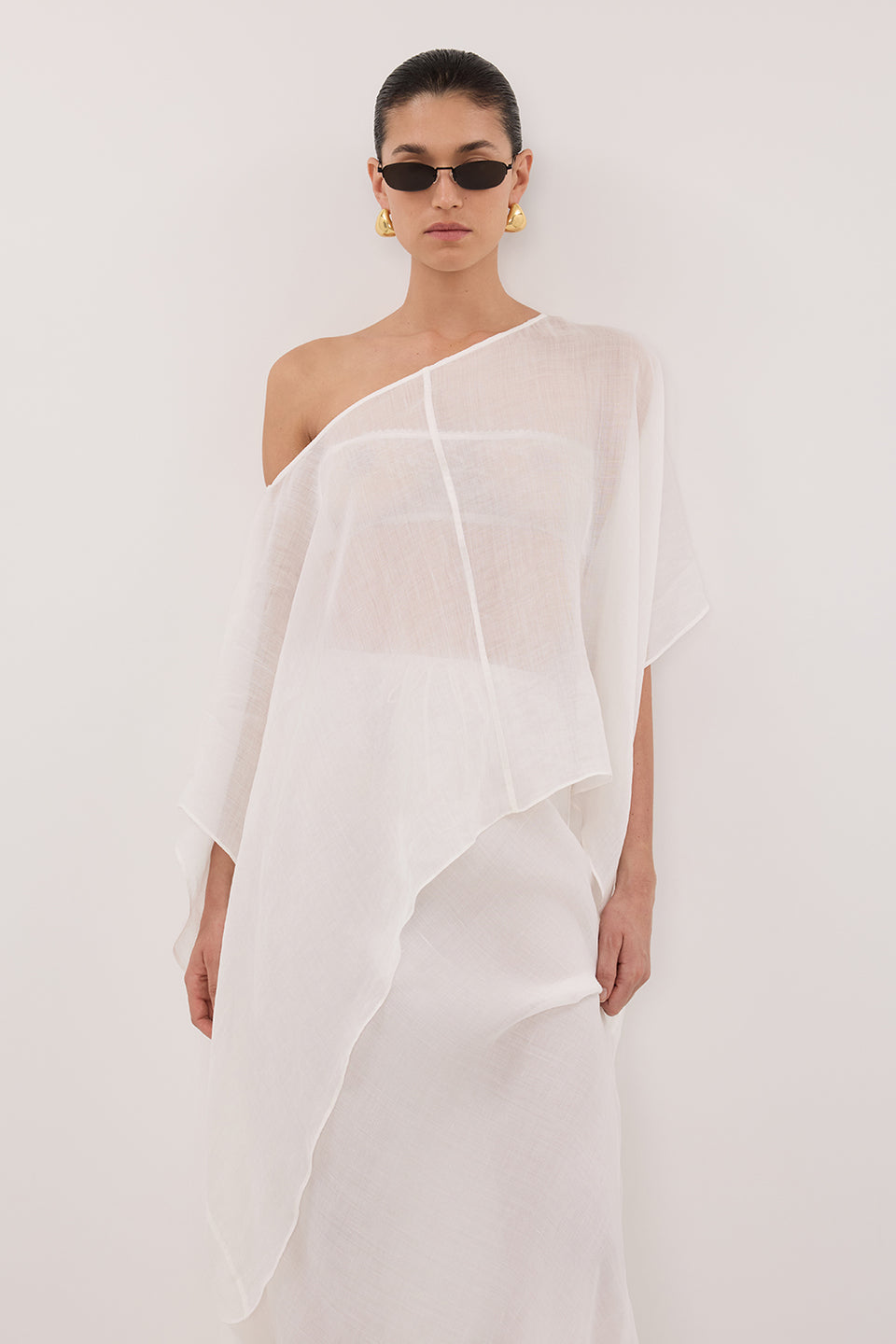 BRIANNE BATWING WHITE RAMIE TOP Clothing DISSH Boutiques