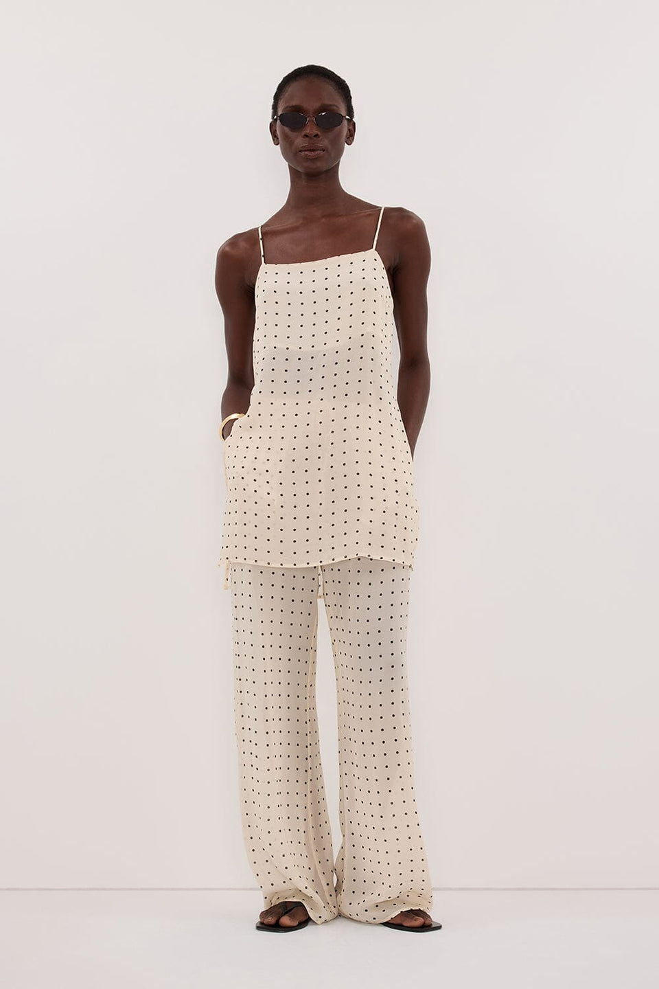 VANESSA SANDSTONE SLEEVELESS SPOT CAMI TOP Clothing DISSH Boutiques