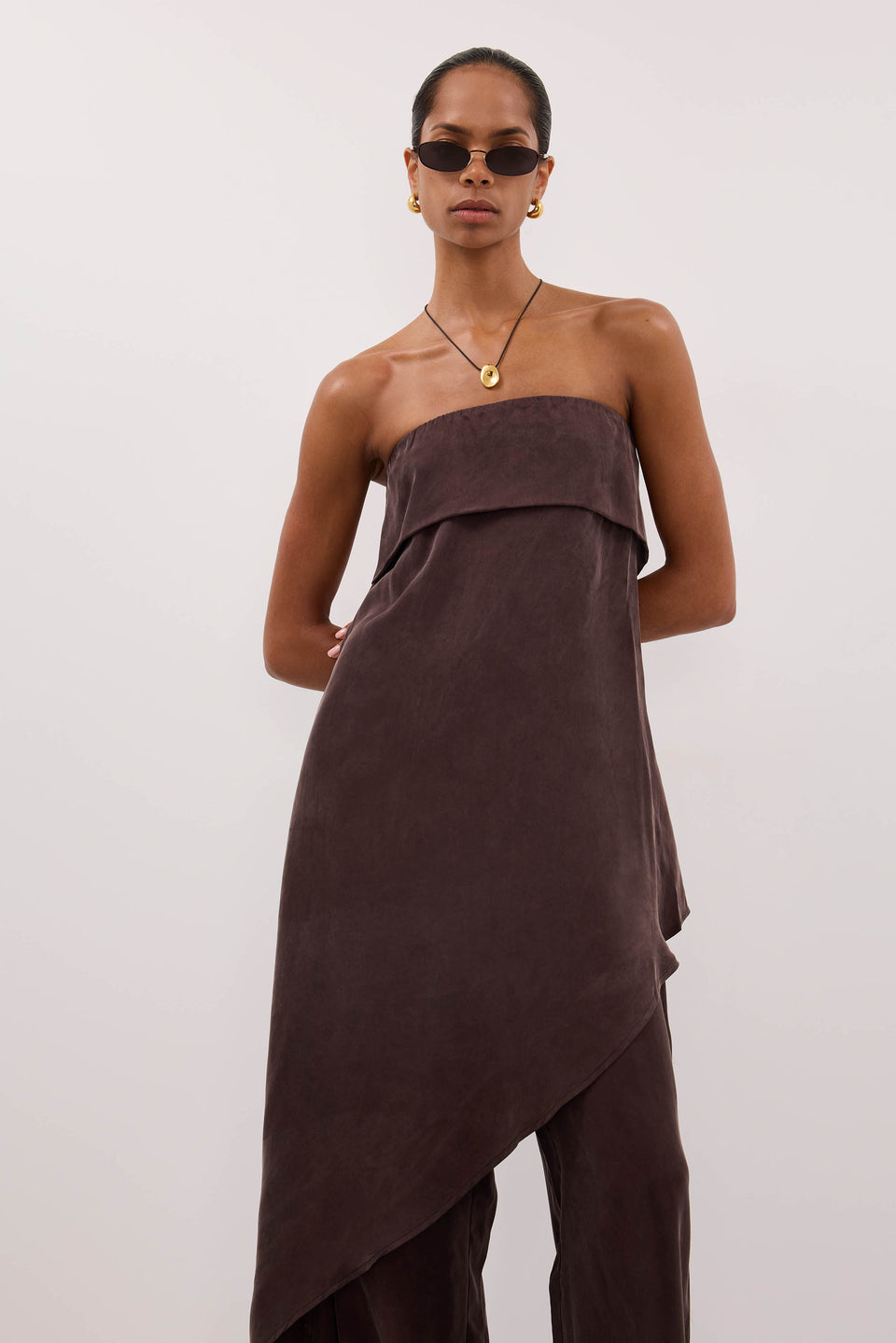 VENUS PLUM CHOC CUPRO ASYM TOP