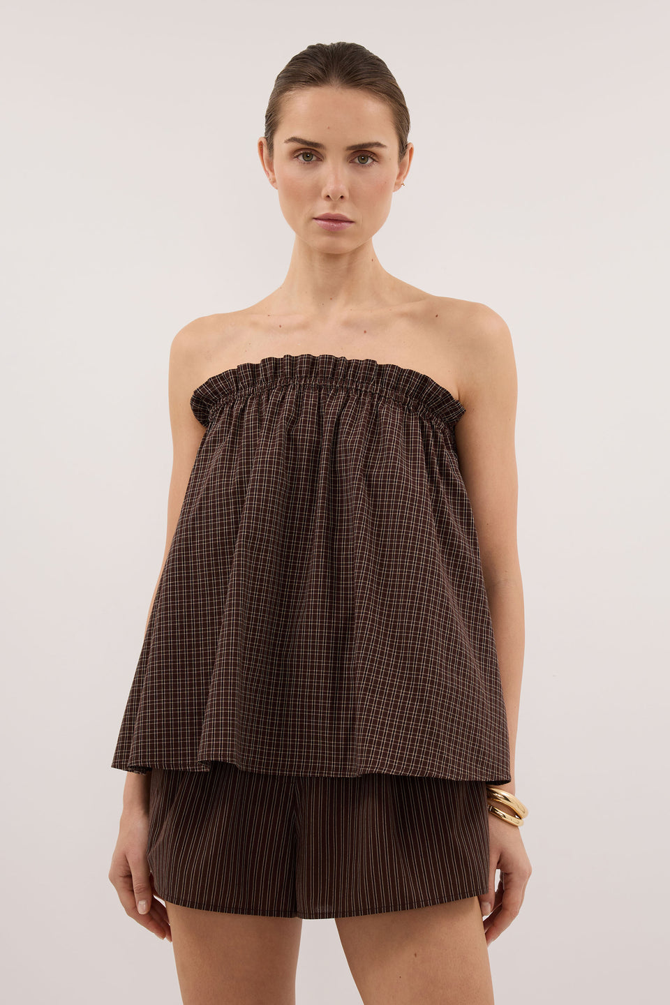 MARA CHOC CHECK COTTON TOP