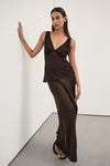 CHARLI BITTER CHOC SATIN MAXI SKIRT