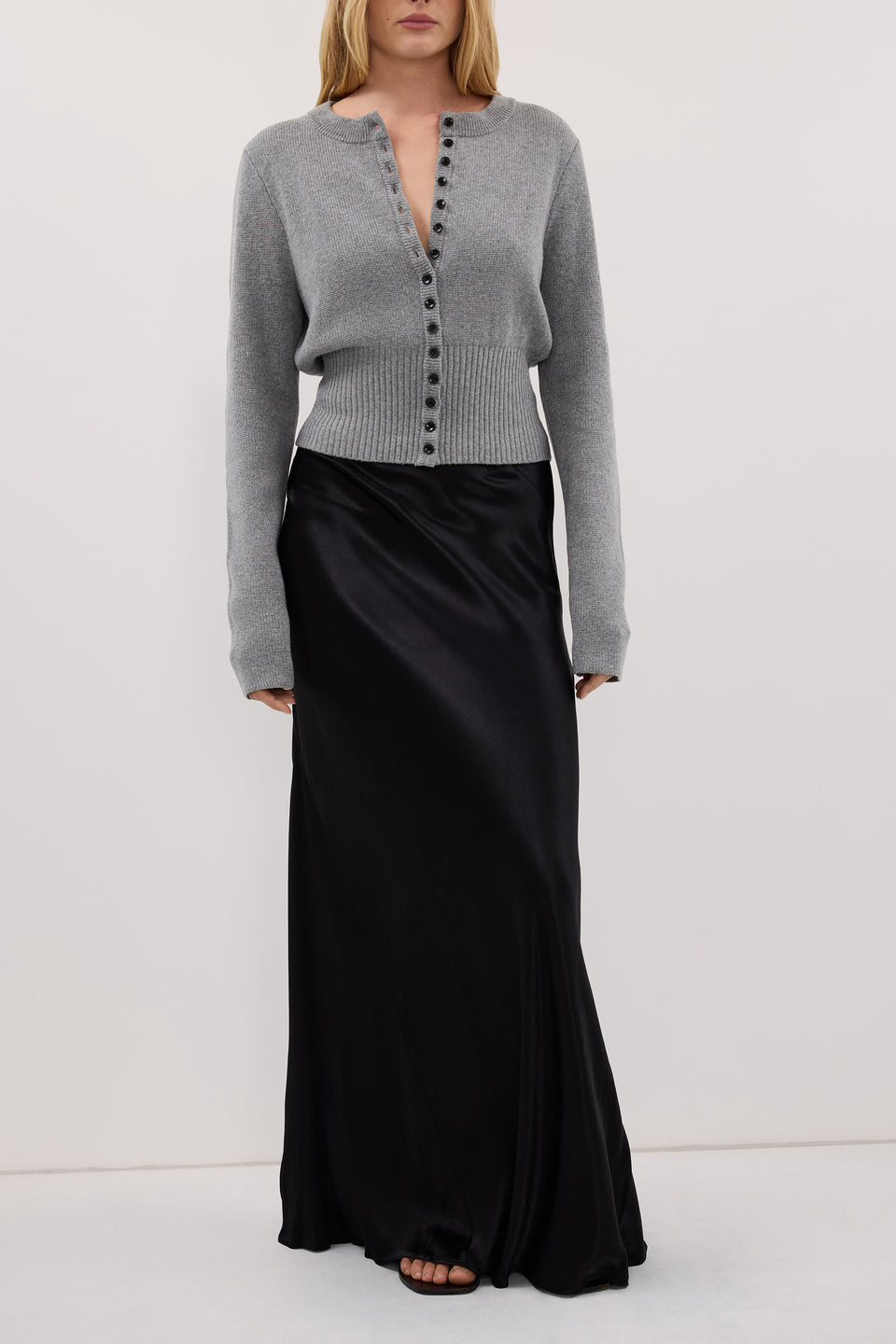 CHARLI BLACK SATIN MAXI SKIRT