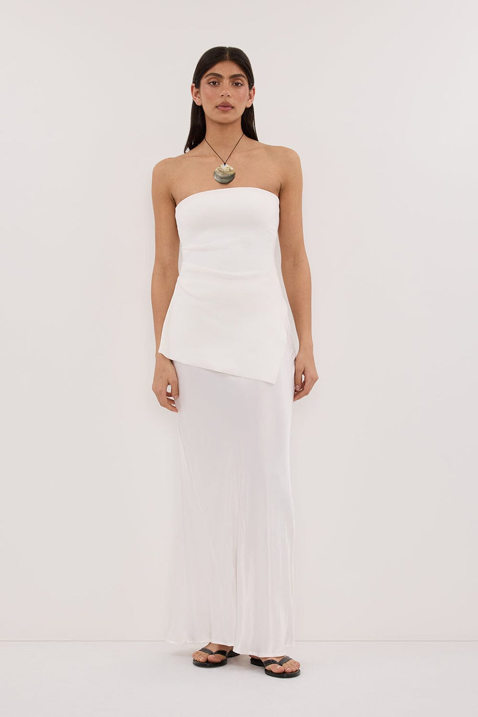 CHARLI WHITE SATIN MAXI SKIRT Clothing DISSH Boutiques