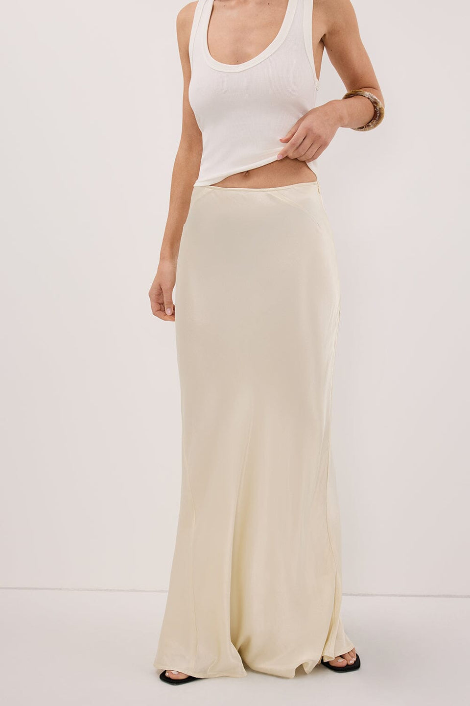 CHARLI STRAW SATIN MAXI SKIRT Clothing DISSH Boutiques