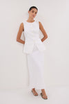 TYRA WHITE LINEN MIDI SKIRT