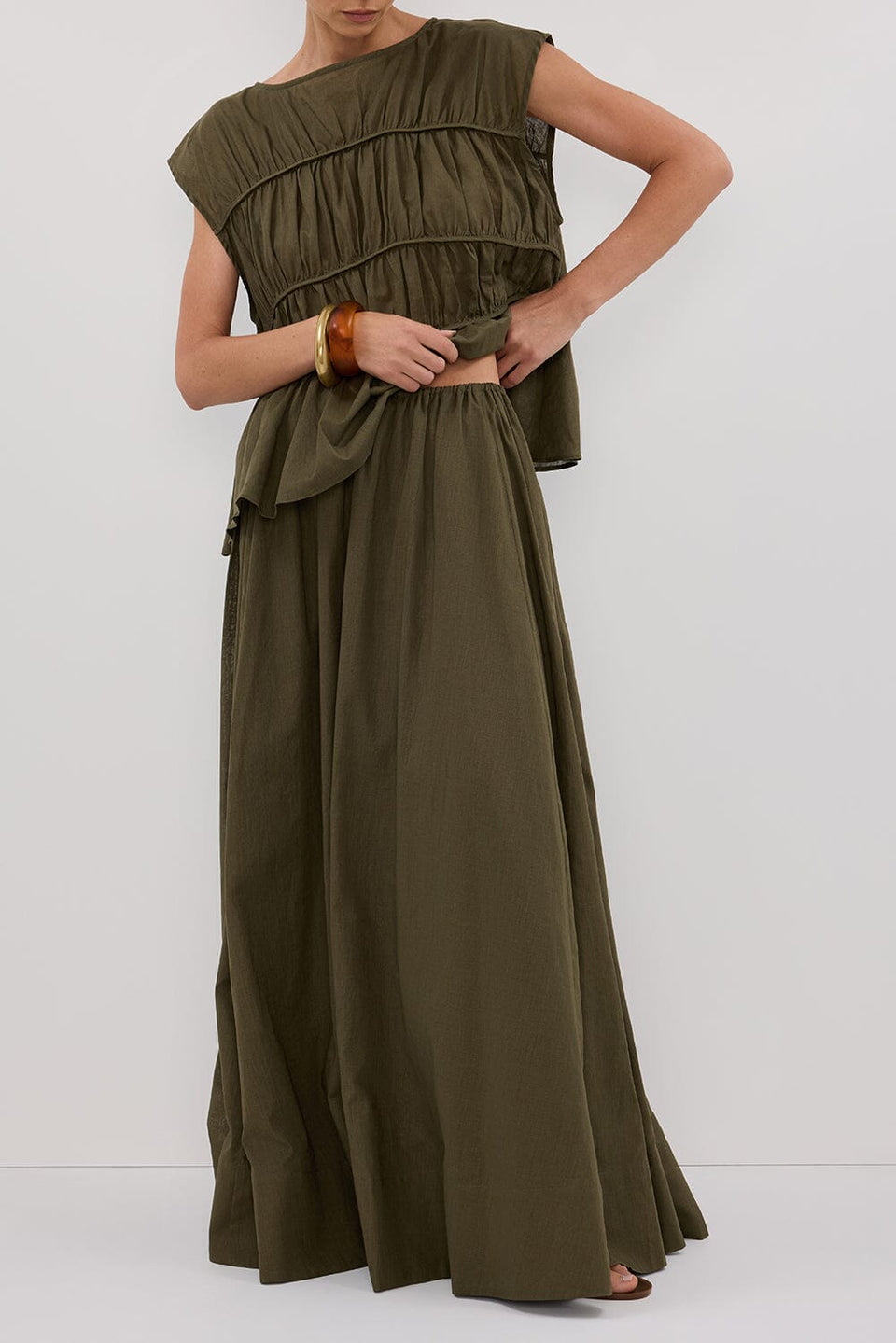 FLYNN OLIVE LINEN TIE MAXI SKIRT - PRE ORDER Clothing DISSH Boutiques