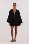 LINDSAY BLACK LINEN SKORT