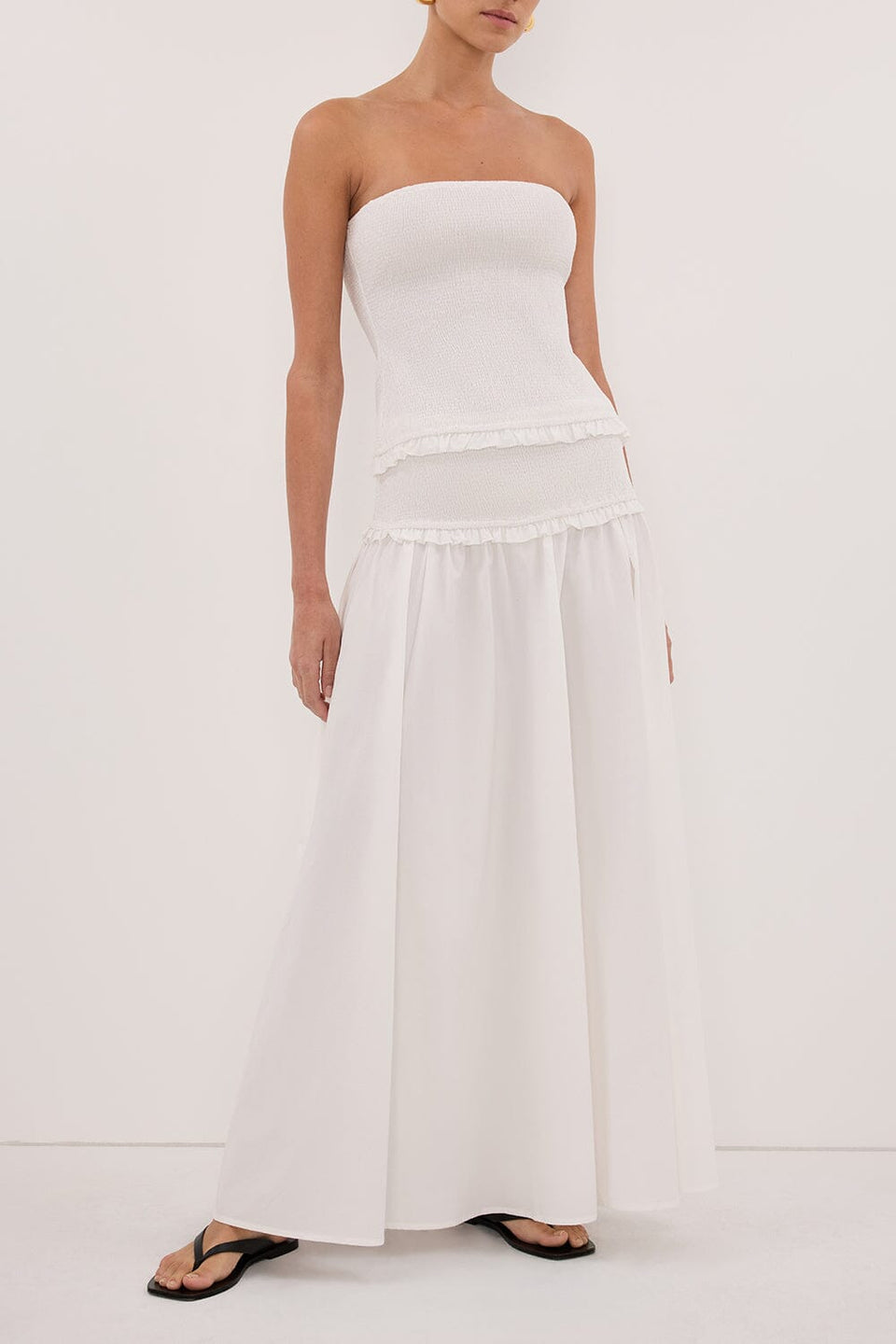 EDIE WHITE POPLIN MIDI SKIRT Clothing DISSH Boutiques