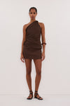 EVA BITTER CHOC LINEN SKORT