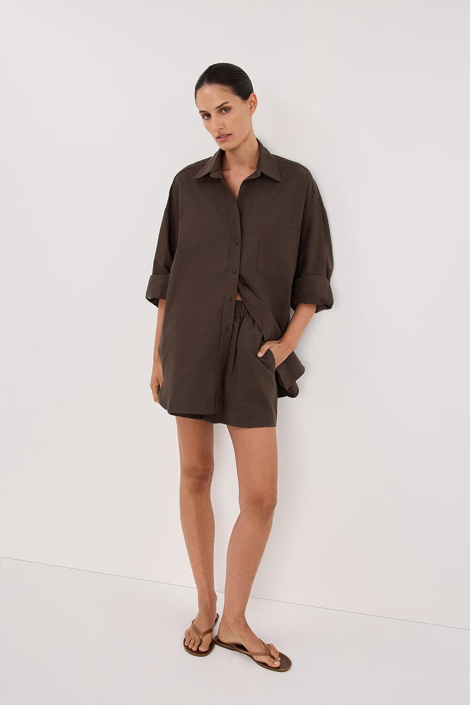 RHEA BITTER CHOC COTTON SHORT Clothing DISSH Boutiques 6 BITTER CHOCOLATE