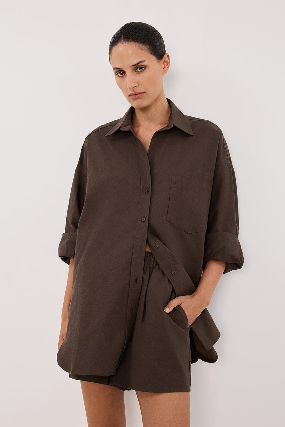 RHEA BITTER CHOC COTTON SHORT Clothing DISSH Boutiques