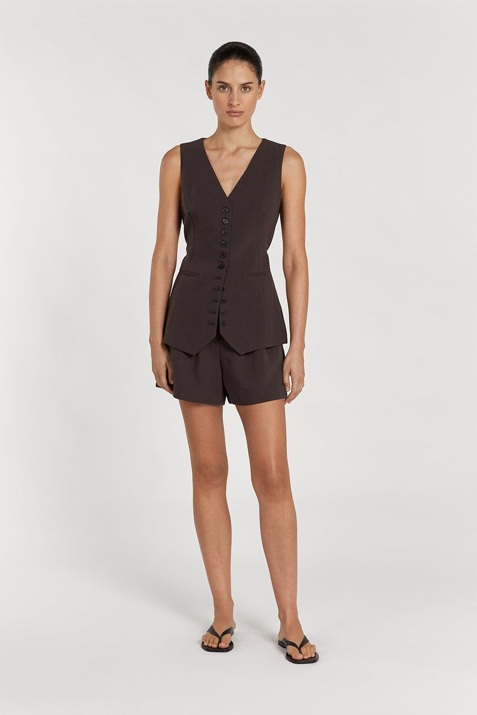 ELLE DARK CHOCOLATE TAILORED SHORT Clothing DISSH Boutiques