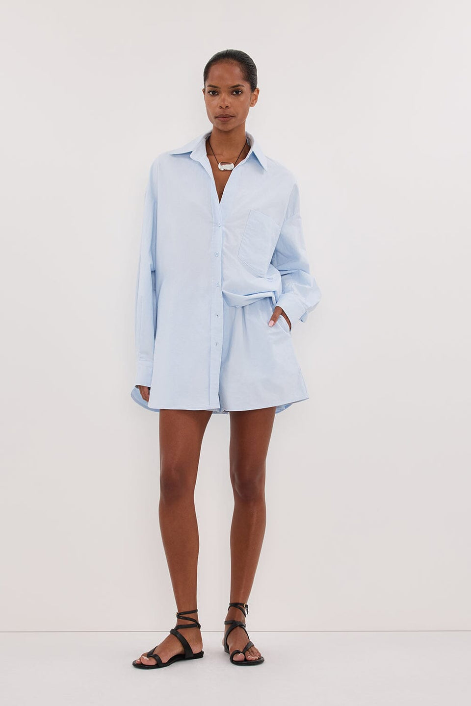 RHEA 2.0 ICE BLUE COTTON SHORT Clothing DISSH Boutiques