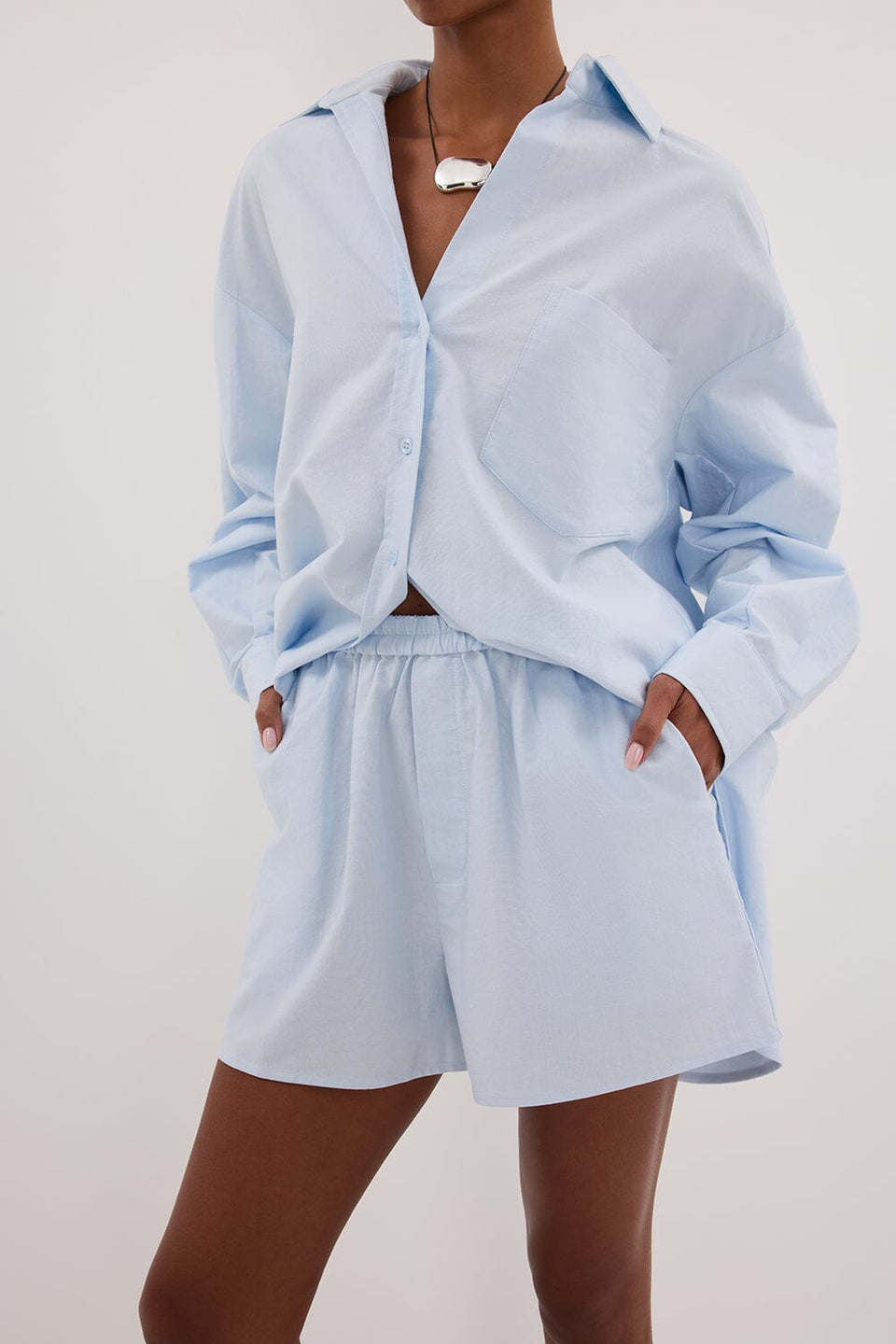 RHEA 2.0 ICE BLUE COTTON SHORT Clothing DISSH Boutiques