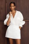 EVIE WHITE LINEN SKORT