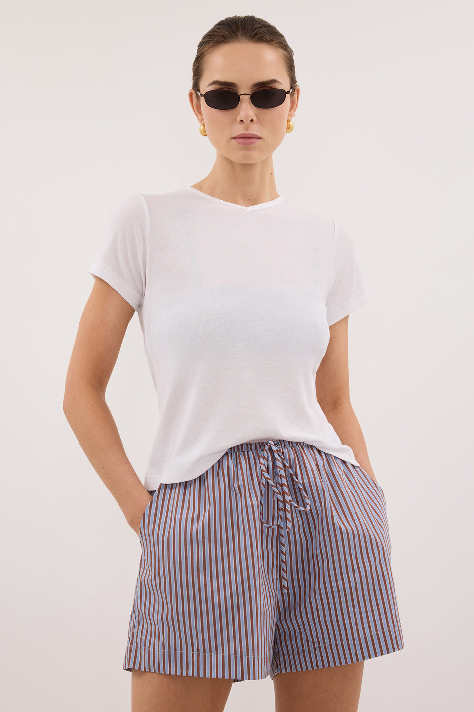HARRI STRIPE COTTON BLEND SHORTS
